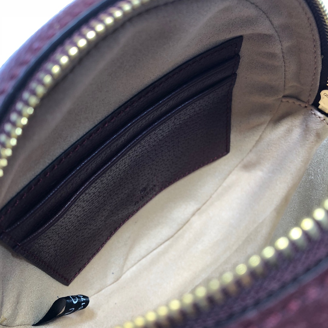 GUCCI古驰红绿条纹皮革圆饼包574841