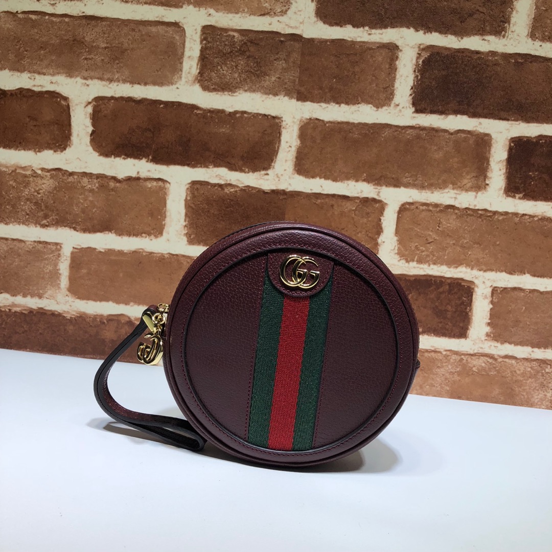 GUCCI古驰红绿条纹皮革圆饼包574841
