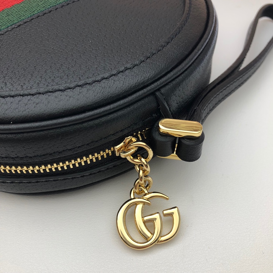 GUCCI古驰红绿条纹皮革圆饼包574841