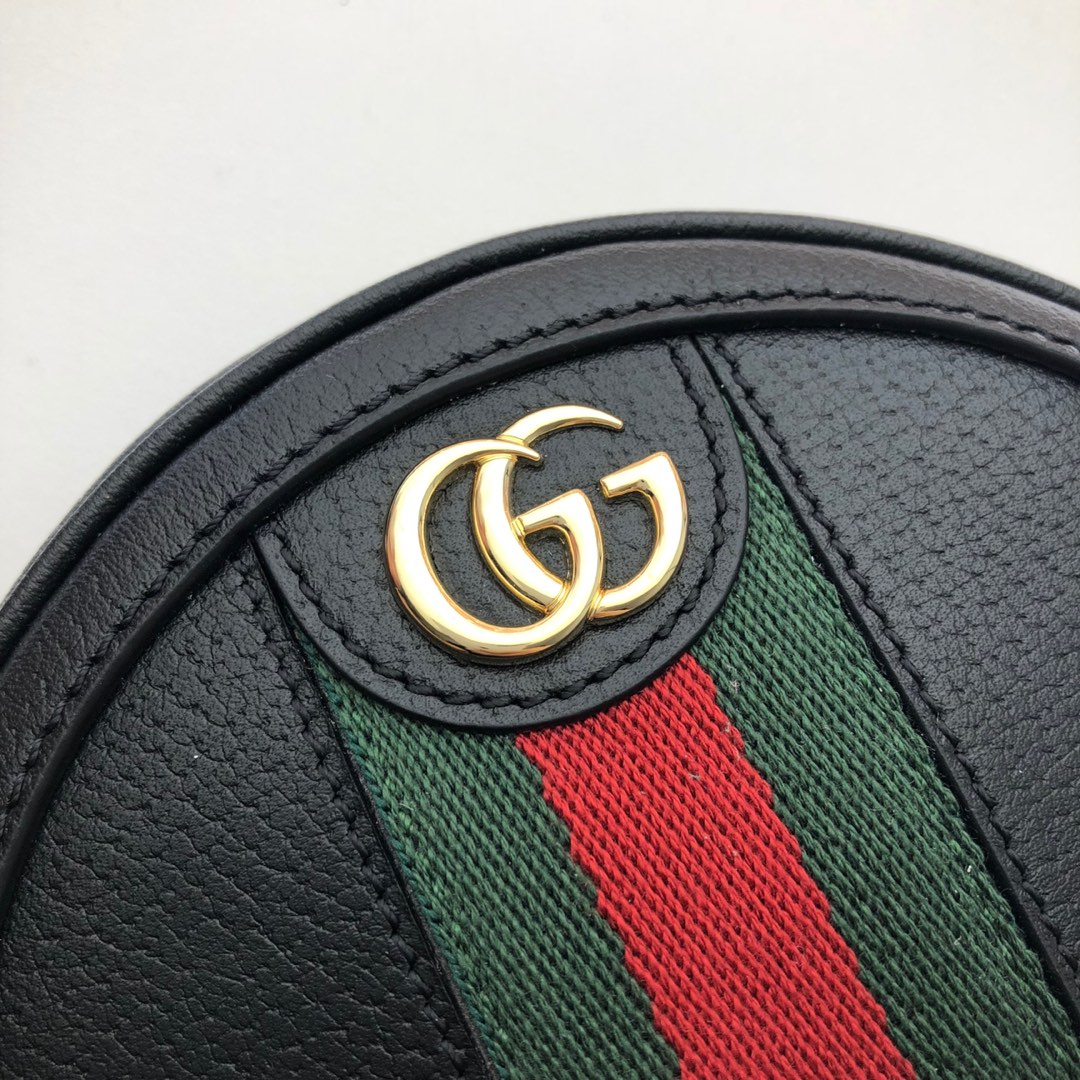 GUCCI古驰红绿条纹皮革圆饼包574841