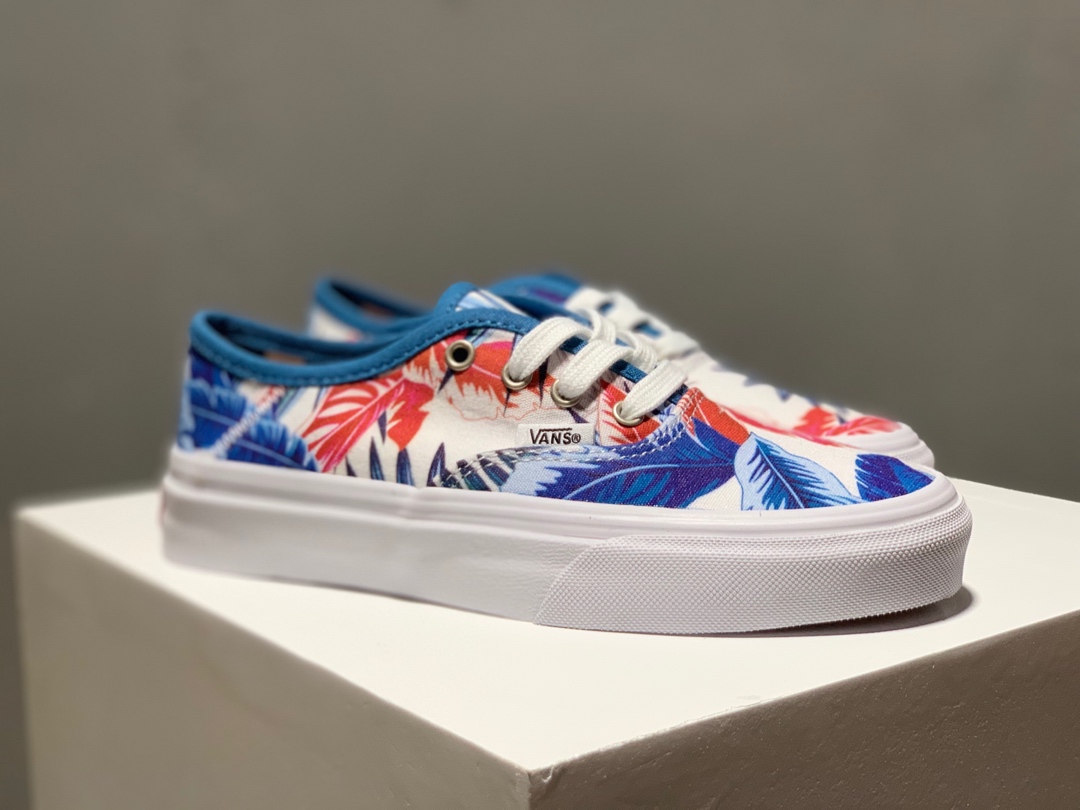 160Vans Authentic Sf ”Vintage Rio” 万斯Aut红蓝树叶 印花女鞋 沙滩低帮板鞋 滑板鞋 原厂硫化大底