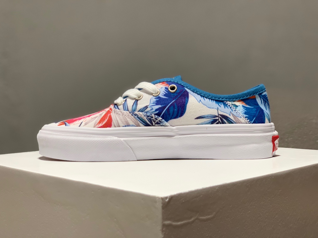 160Vans Authentic Sf ”Vintage Rio” 万斯Aut红蓝树叶 印花女鞋 沙滩低帮板鞋 滑板鞋 原厂硫化大底