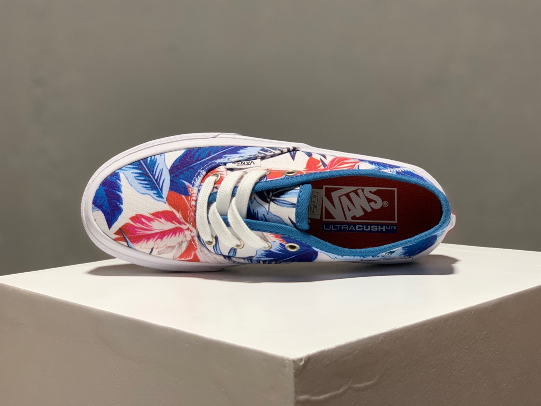 160Vans Authentic Sf ”Vintage Rio” 万斯Aut红蓝树叶 印花女鞋 沙滩低帮板鞋 滑板鞋 原厂硫化大底