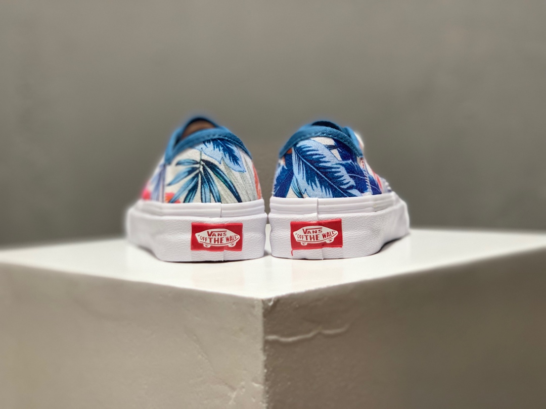 160Vans Authentic Sf ”Vintage Rio” 万斯Aut红蓝树叶 印花女鞋 沙滩低帮板鞋 滑板鞋 原厂硫化大底