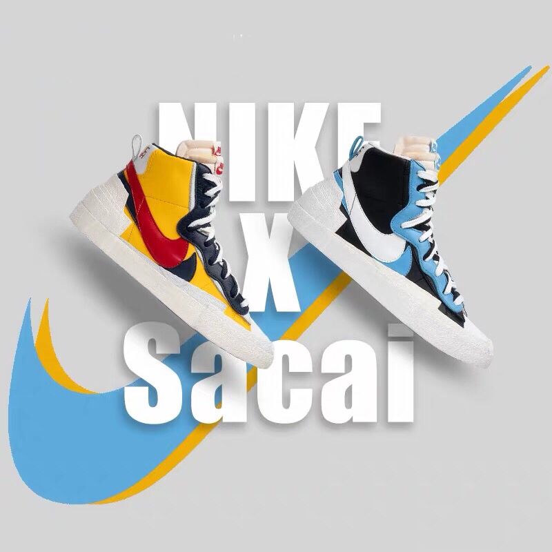 160 真标半码 Nike Blazer Mid x Sacai 联名 结构休闲板鞋BV0072-700 001