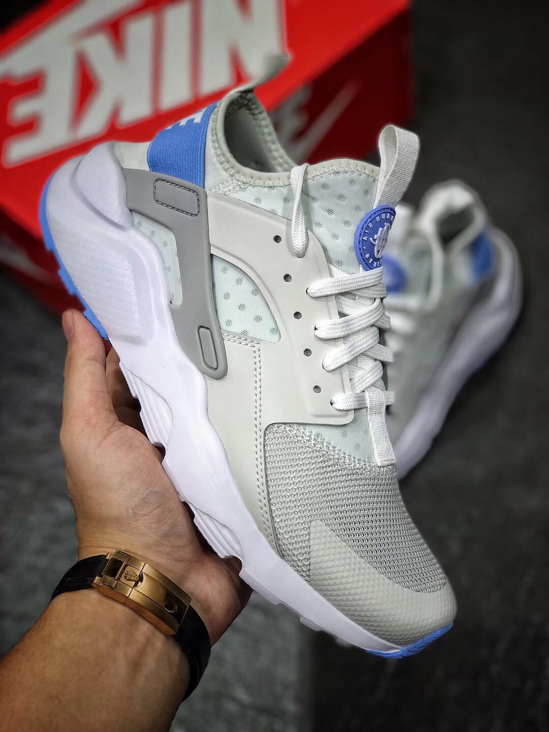 190华莱士系列 NK Air huarache Ultra Suede 灰北卡配色 华莱士4代