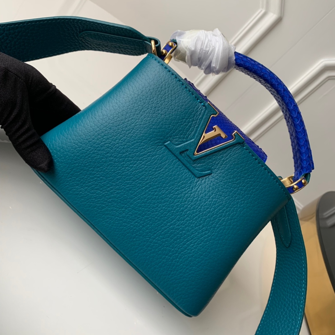 Louis Vuitton LV Capucines Bags Handbags Silver Taurillon Calfskin Cowhide Snake Skin N96467