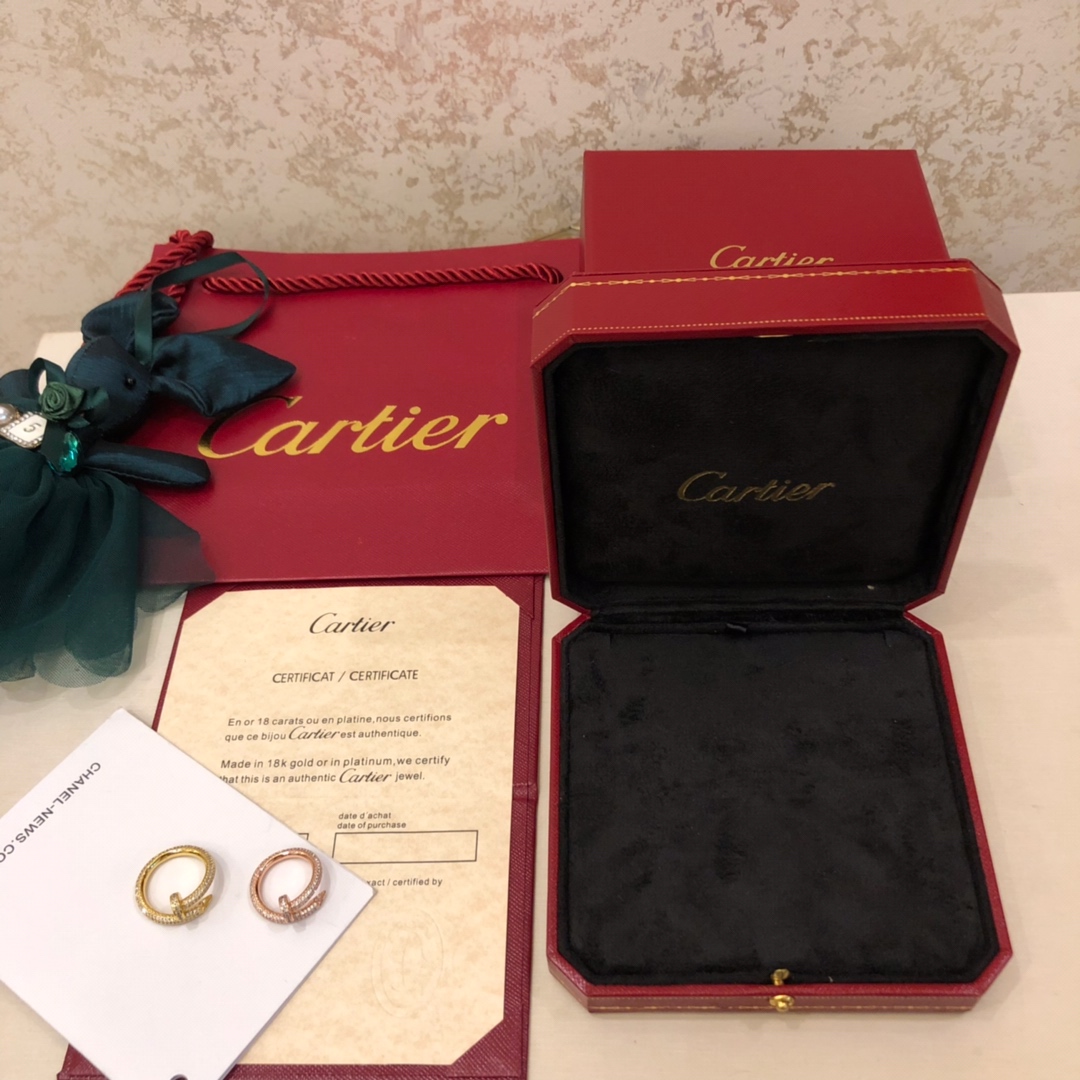 Cartier 豪华厚版C@rtier 卡地亚满钻钉子戒指