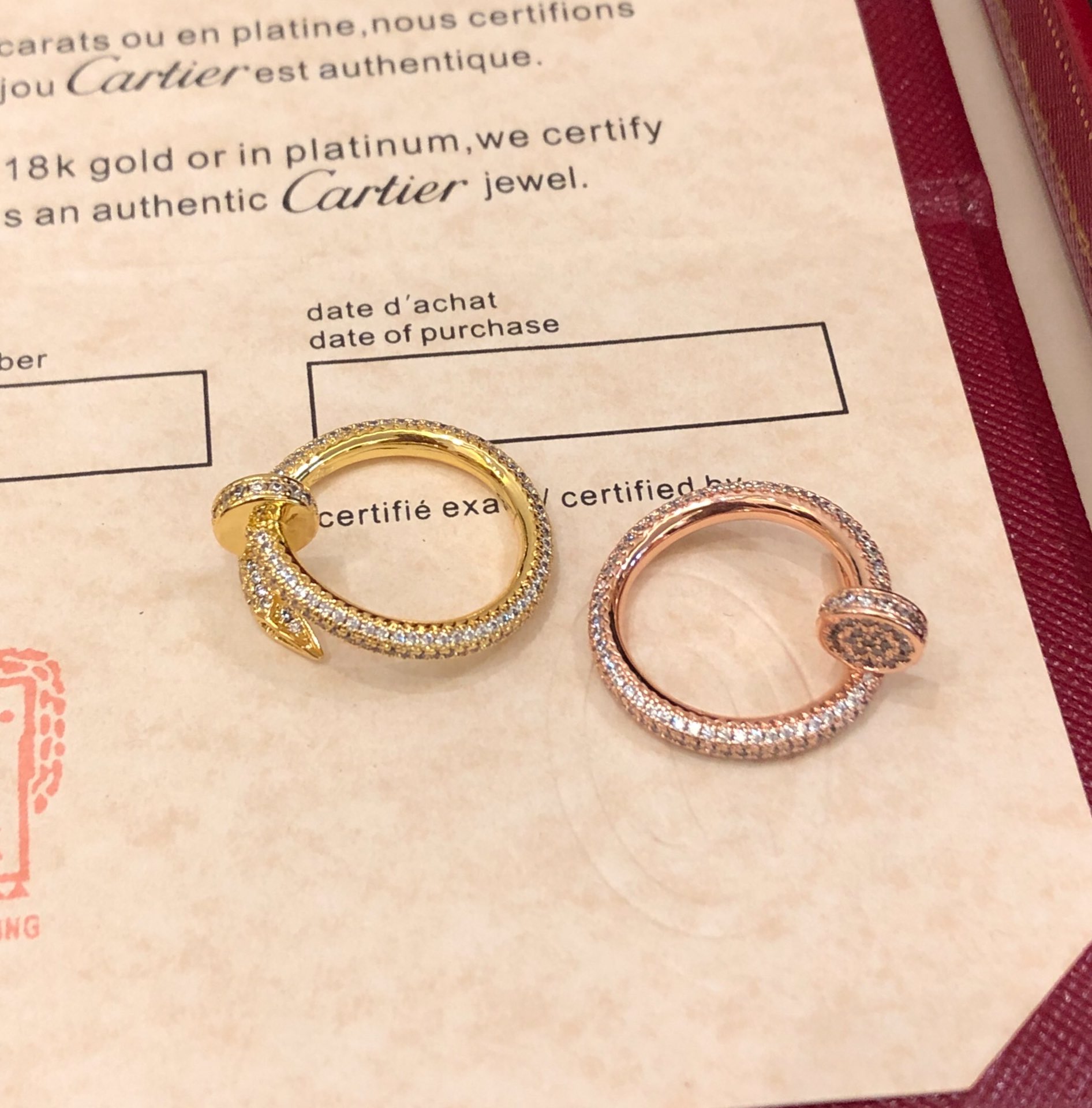Cartier 豪华厚版C@rtier 卡地亚满钻钉子戒指