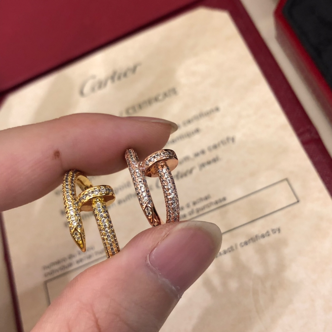 Cartier 豪华厚版C@rtier 卡地亚满钻钉子戒指
