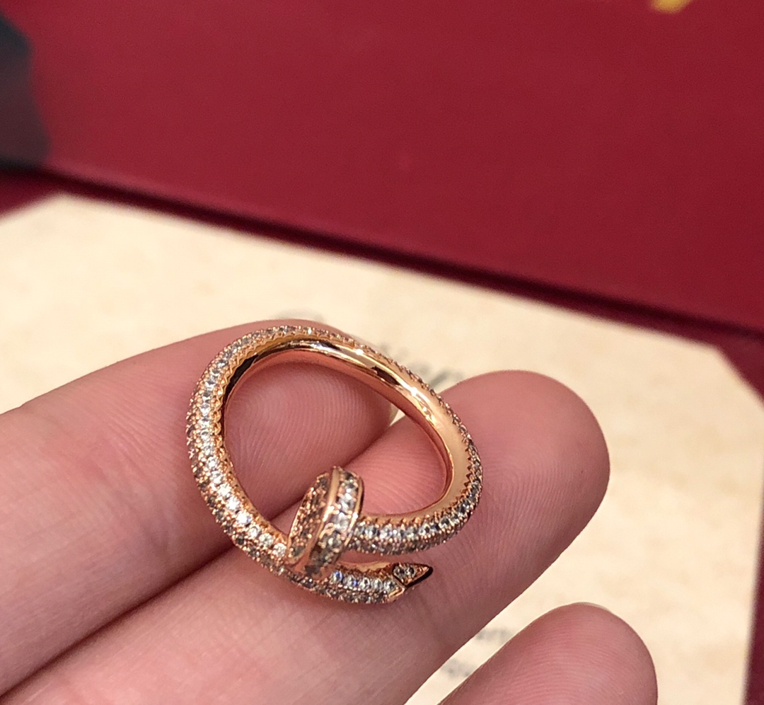 Cartier 豪华厚版C@rtier 卡地亚满钻钉子戒指