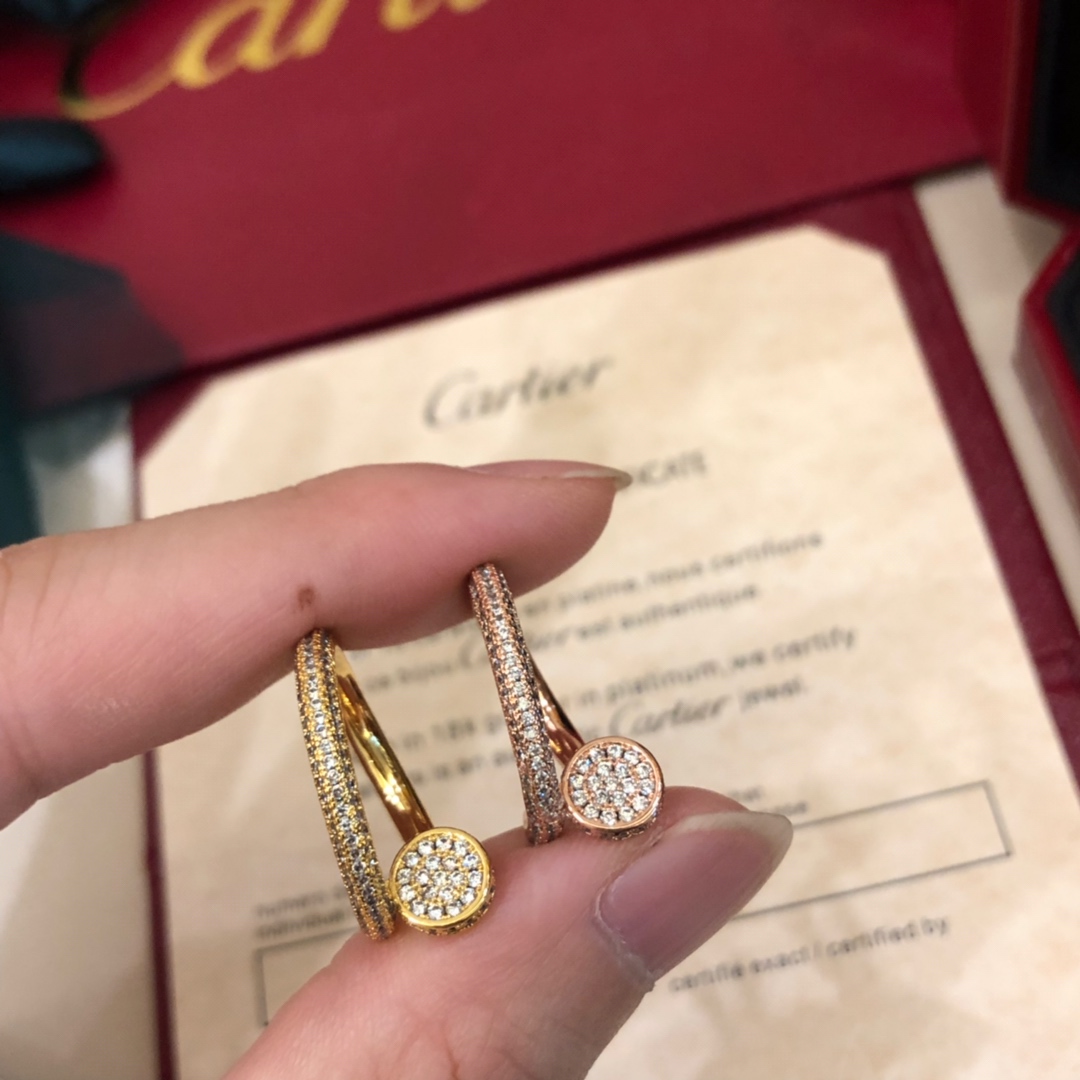 Cartier 豪华厚版C@rtier 卡地亚满钻钉子戒指