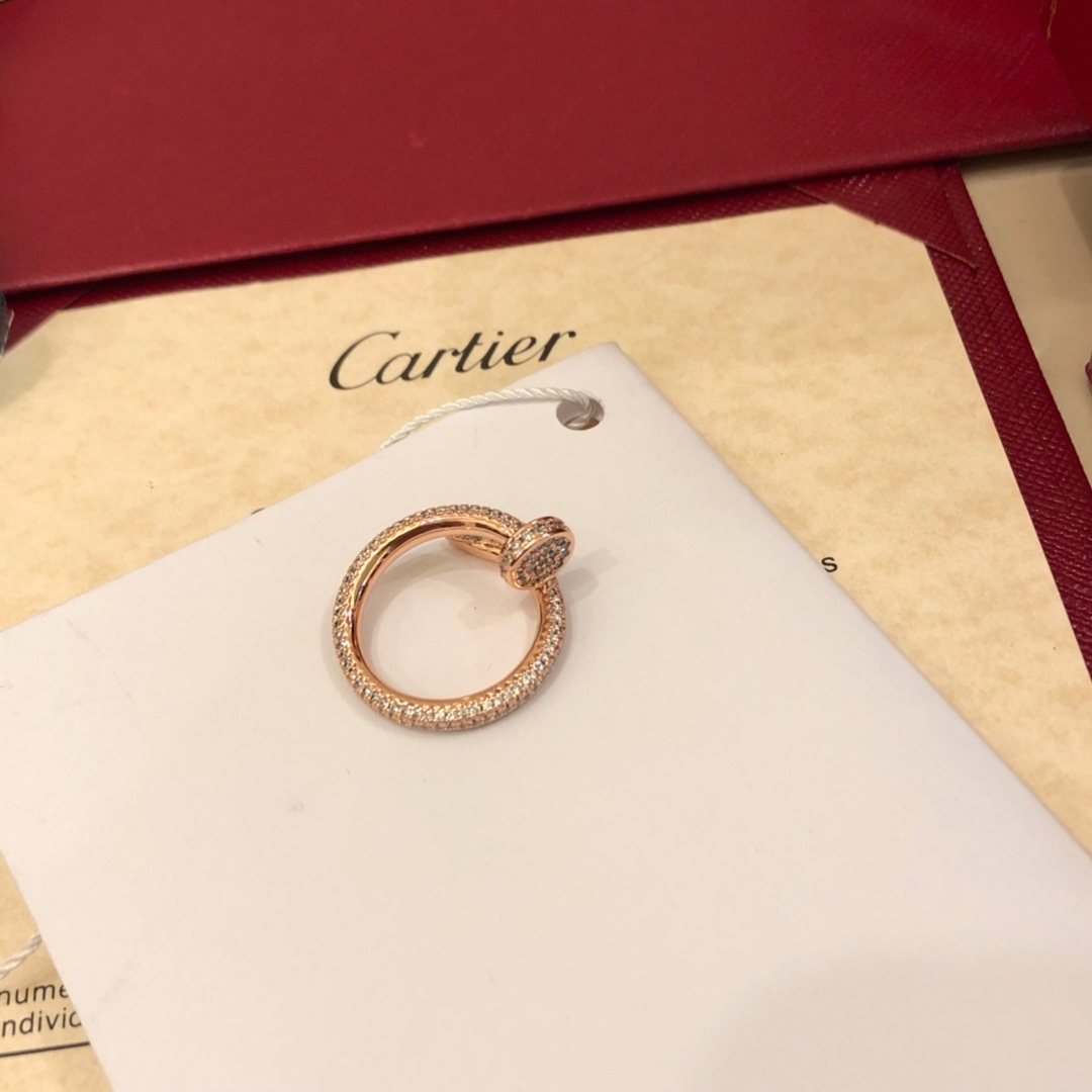 Cartier 豪华厚版C@rtier 卡地亚满钻钉子戒指