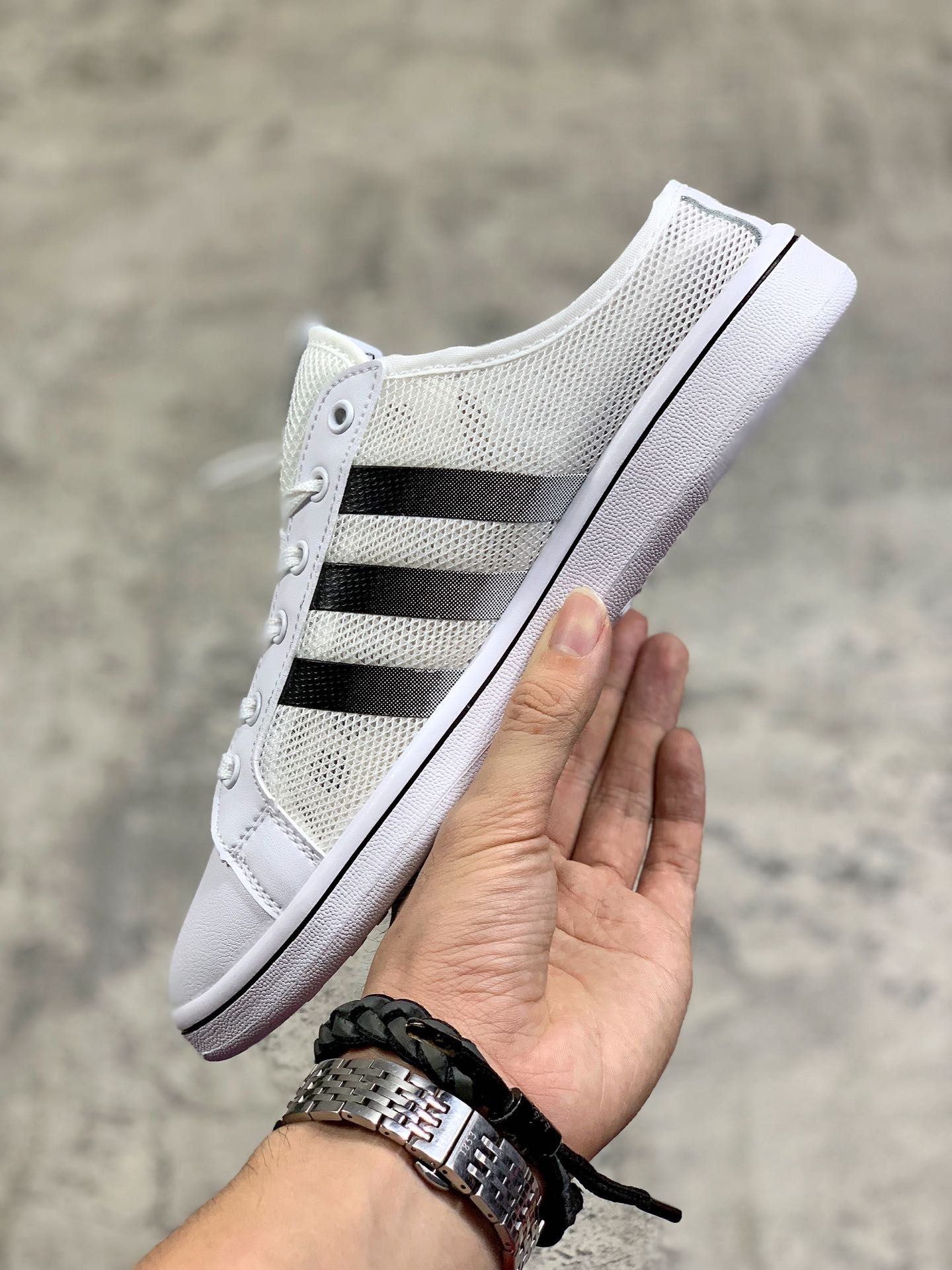 120阿迪夏季新款Daily Team三叶草网纱透气休闲男女子经典板鞋