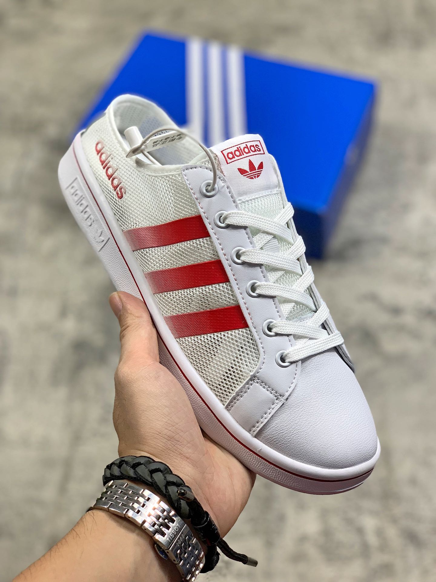 120阿迪夏季新款Daily Team三叶草网纱透气休闲男女子经典板鞋