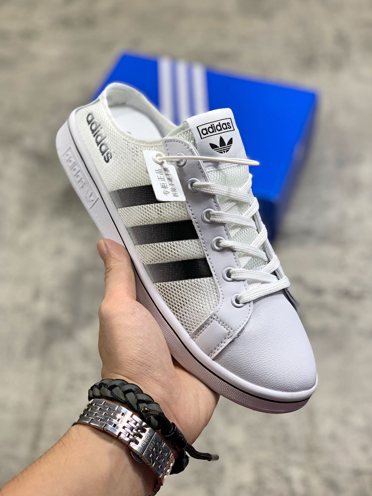 120阿迪夏季新款Daily Team三叶草网纱透气休闲男女子经典板鞋