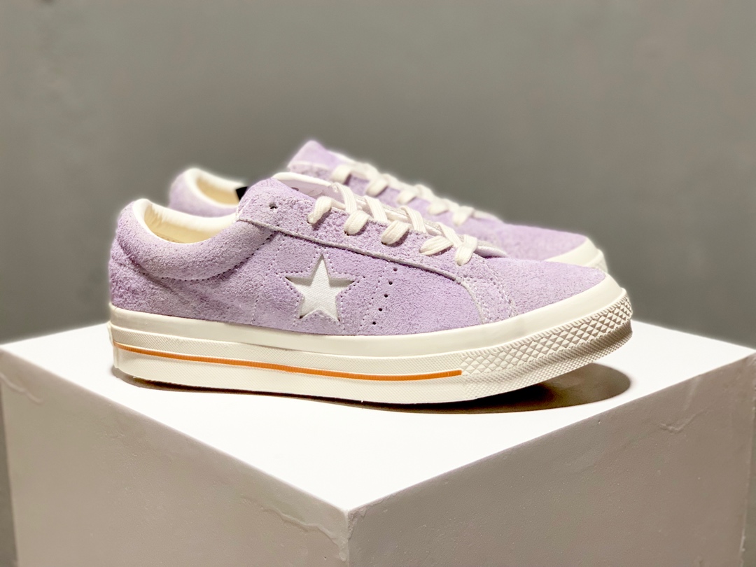 160Converse One Star Cali 匡威新款经典复古一星绒面低帮反毛做旧情侣帆布鞋货号：164218C