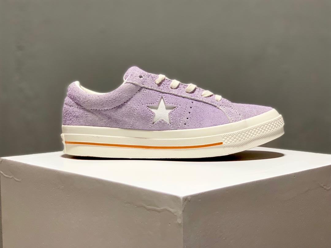 160Converse One Star Cali 匡威新款经典复古一星绒面低帮反毛做旧情侣帆布鞋货号：164218C