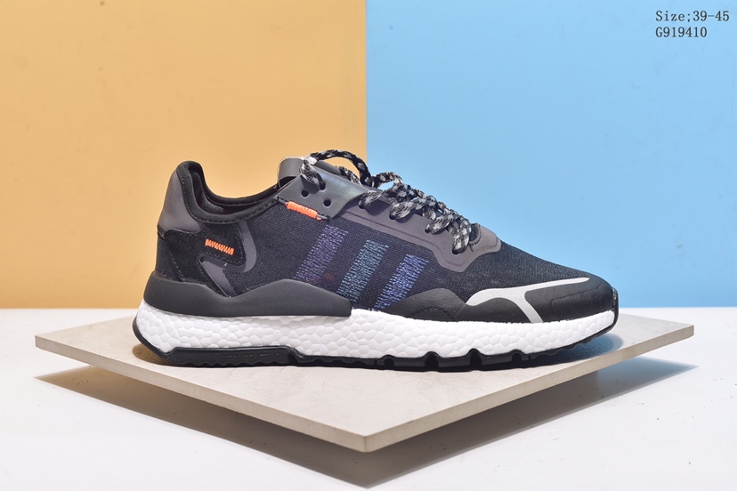 150(真标带半码)Adidas/阿迪达斯 Nite Jogger EQT系列 夜行者二代补丁联名 反光鞋面 透气网面运动跑鞋 真标带半码 编号：G919410