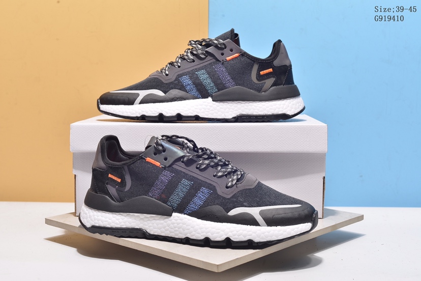 150(真标带半码)Adidas/阿迪达斯 Nite Jogger EQT系列 夜行者二代补丁联名 反光鞋面 透气网面运动跑鞋 真标带半码 编号：G919410