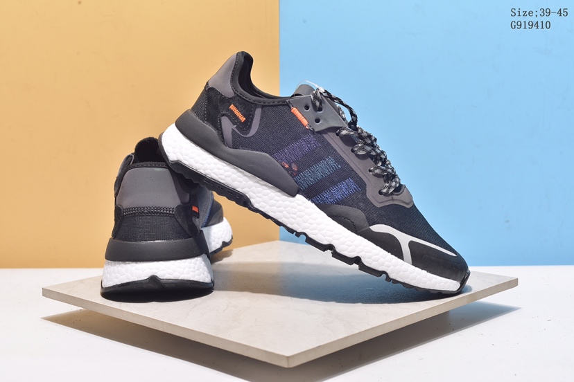 150(真标带半码)Adidas/阿迪达斯 Nite Jogger EQT系列 夜行者二代补丁联名 反光鞋面 透气网面运动跑鞋 真标带半码 编号：G919410