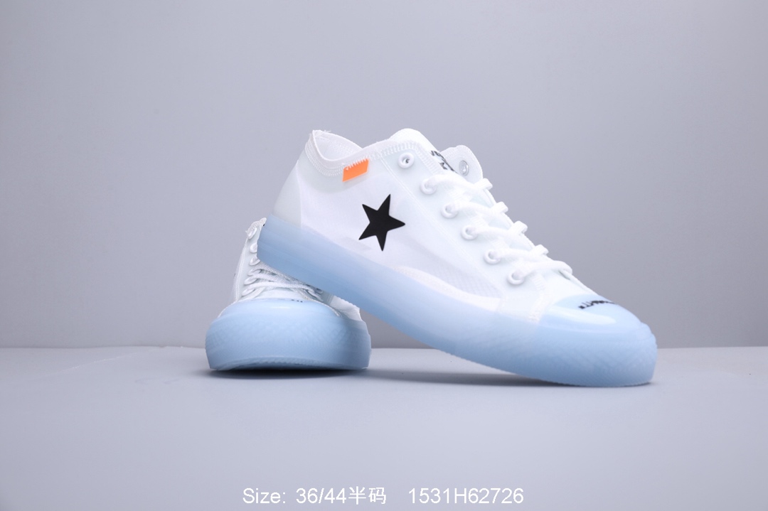 140真标带半码！匡威 OFF WHITE x Converse Chuck Taylor OW联名 匡威 夏季透明网纱板鞋