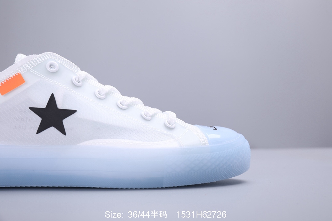 140真标带半码！匡威 OFF WHITE x Converse Chuck Taylor OW联名 匡威 夏季透明网纱板鞋