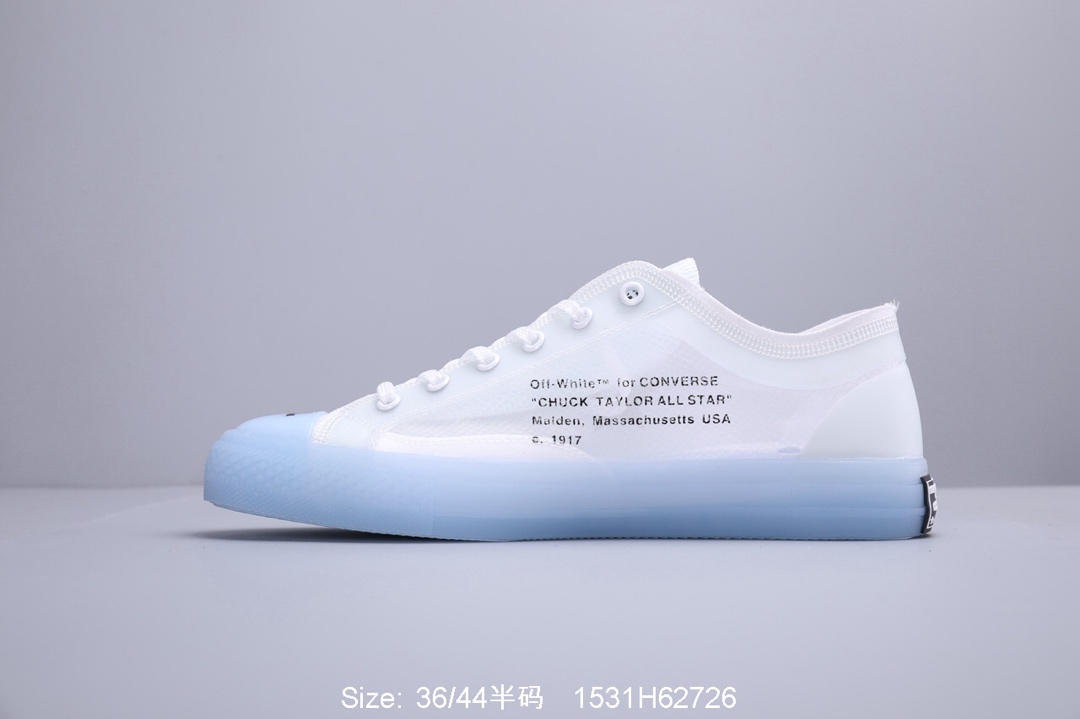 140真标带半码！匡威 OFF WHITE x Converse Chuck Taylor OW联名 匡威 夏季透明网纱板鞋