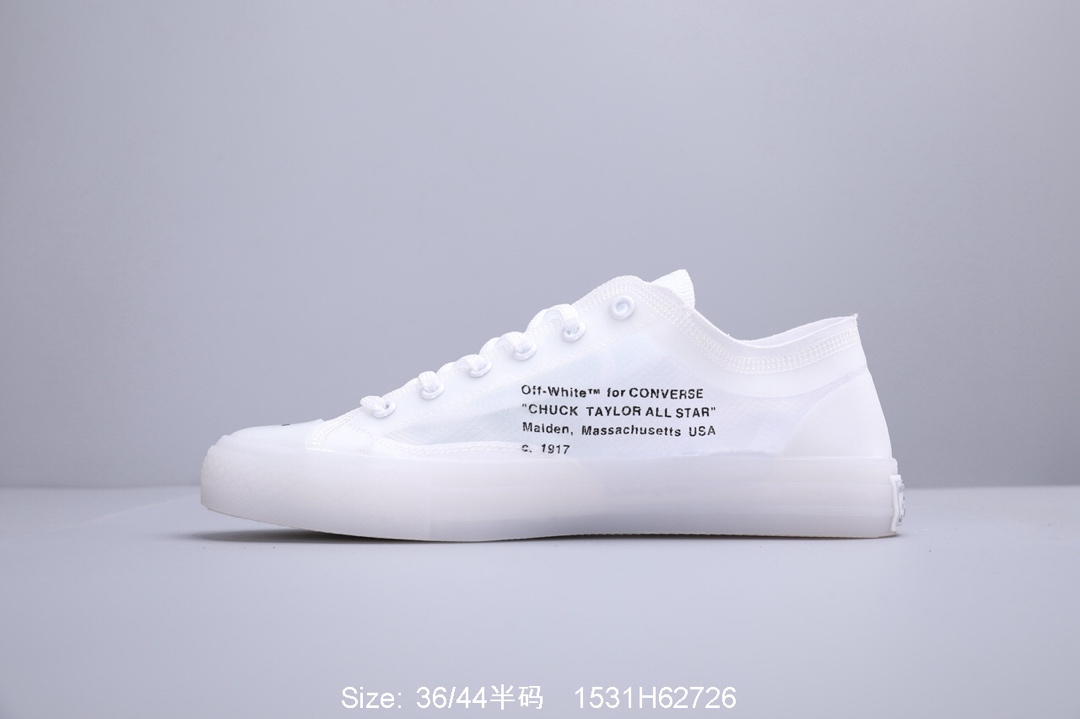 140真标带半码！匡威 OFF WHITE x Converse Chuck Taylor OW联名 匡威 夏季透明网纱板鞋