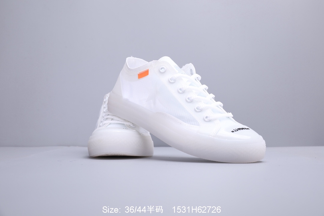 140真标带半码！匡威 OFF WHITE x Converse Chuck Taylor OW联名 匡威 夏季透明网纱板鞋