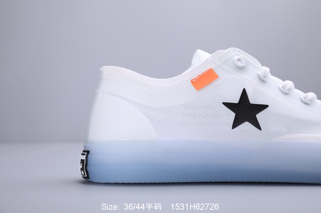 140真标带半码！匡威 OFF WHITE x Converse Chuck Taylor OW联名 匡威 夏季透明网纱板鞋