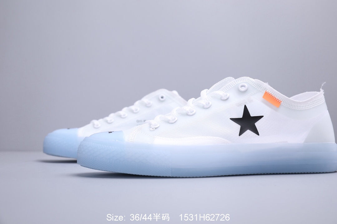 140真标带半码！匡威 OFF WHITE x Converse Chuck Taylor OW联名 匡威 夏季透明网纱板鞋