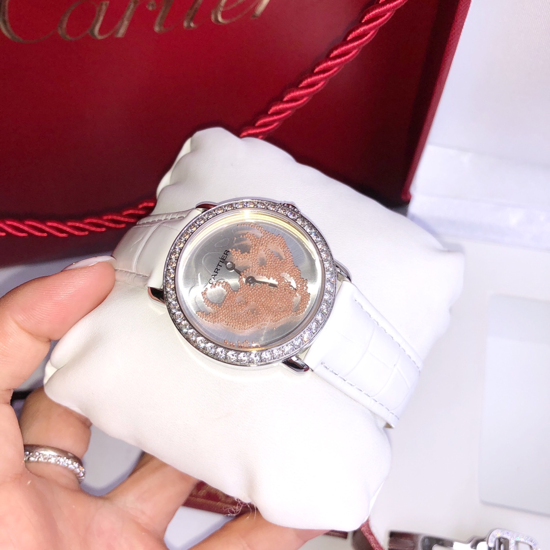 Cartier Révélation d'une Panthère 卡地亚流沙豹系列 34mm 意大利小牛皮表带可另配美洲鳄鱼皮