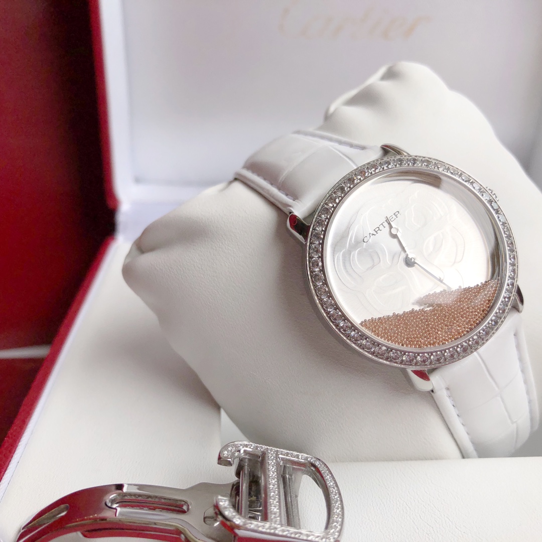 Cartier Révélation d'une Panthère 卡地亚流沙豹系列 34mm 意大利小牛皮表带可另配美洲鳄鱼皮
