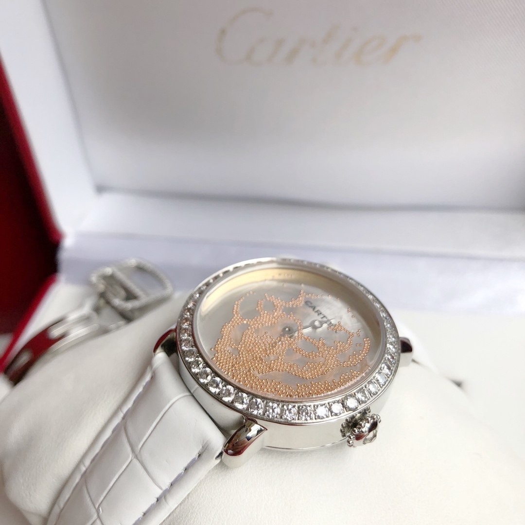 Cartier Révélation d'une Panthère 卡地亚流沙豹系列 34mm 意大利小牛皮表带可另配美洲鳄鱼皮