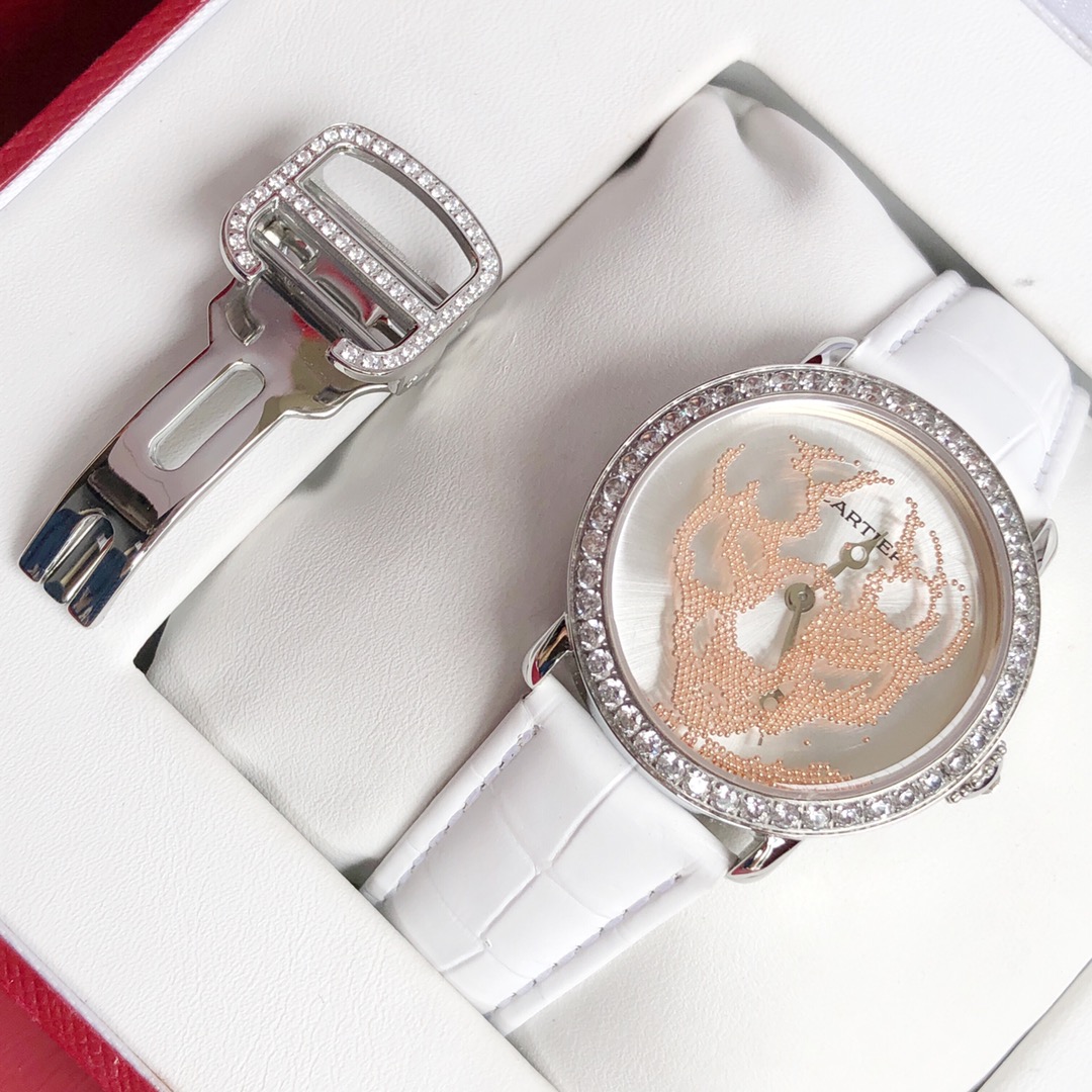 Cartier Révélation d'une Panthère 卡地亚流沙豹系列 34mm 意大利小牛皮表带可另配美洲鳄鱼皮