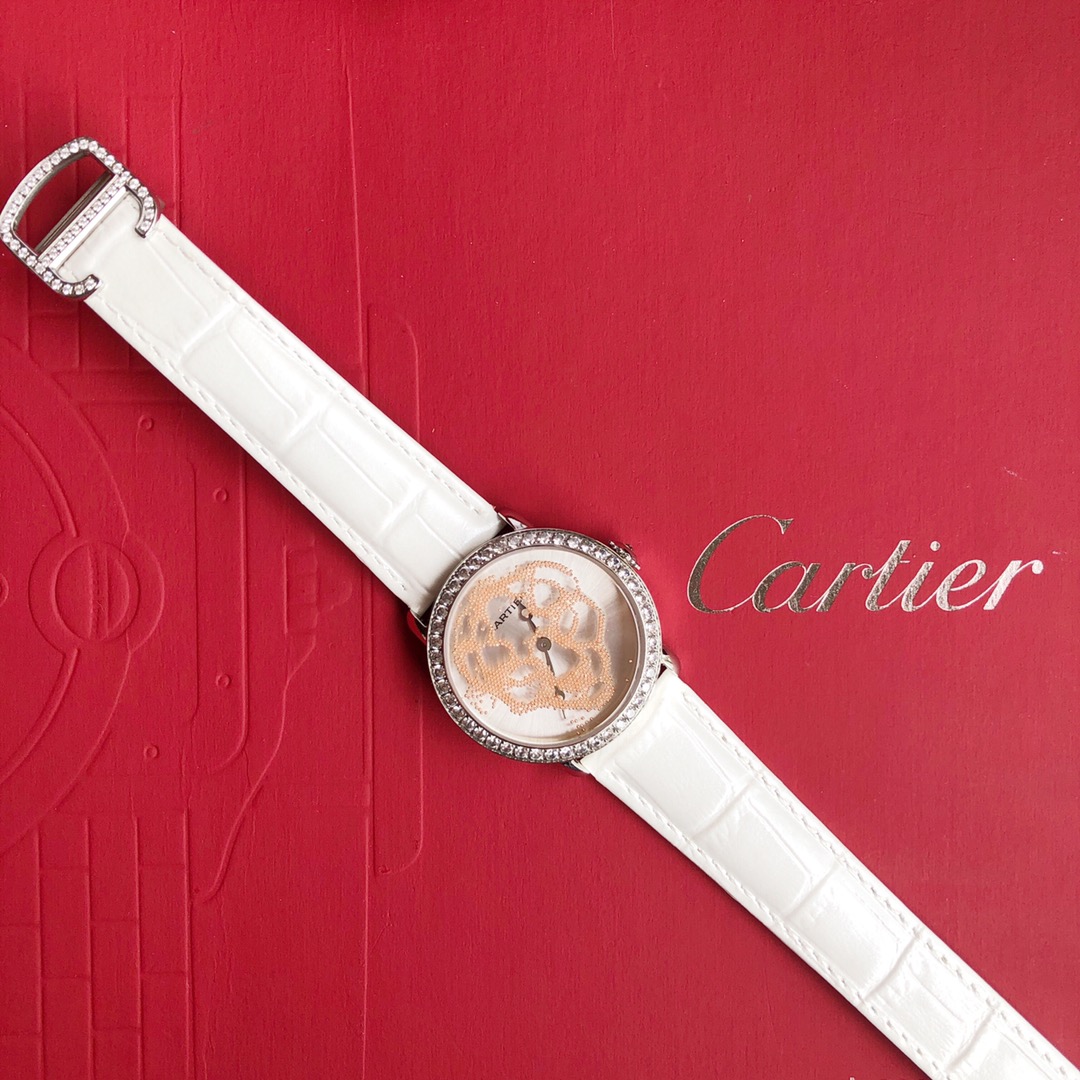 Cartier Révélation d'une Panthère 卡地亚流沙豹系列 34mm 意大利小牛皮表带可另配美洲鳄鱼皮