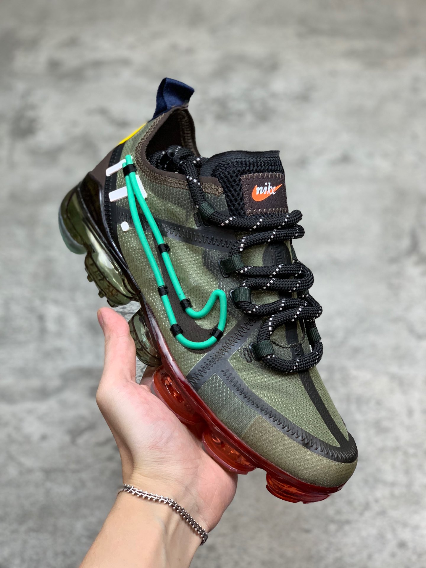 280Cactus Plant Flea Market x Nike Air VaporMax CPFM VM3·2019VP半透纱鞋面设计前卫大气垫休闲全掌蒸汽气垫运动慢跑鞋“JDI绿钩笑脸”