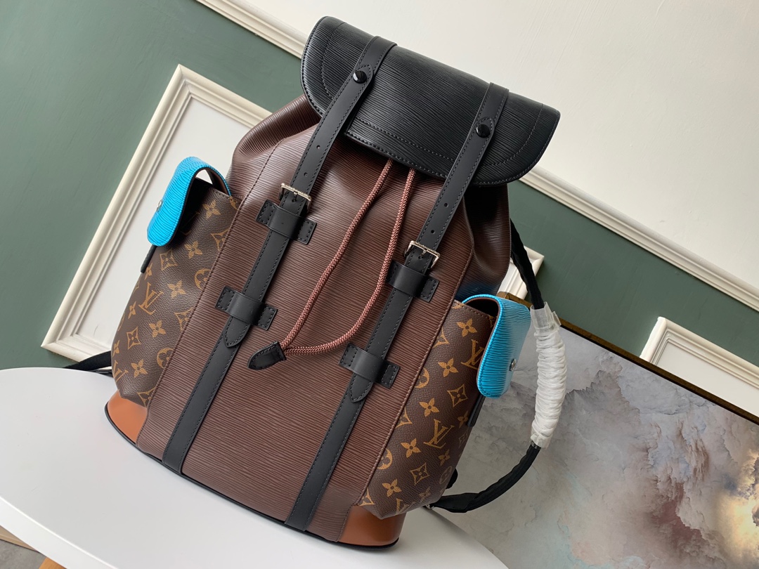 Louis Vuitton LV Christopher Bags Backpack 1:1 Replica Wholesale
 Black Grid Epi Canvas M51458