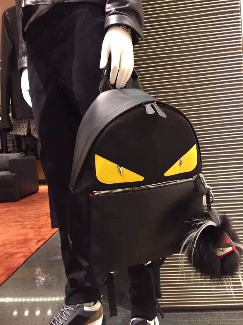 Fendi Designer
 Bags Backpack Outlet Sale Store
 Black Splicing Mesh Cloth Nylon