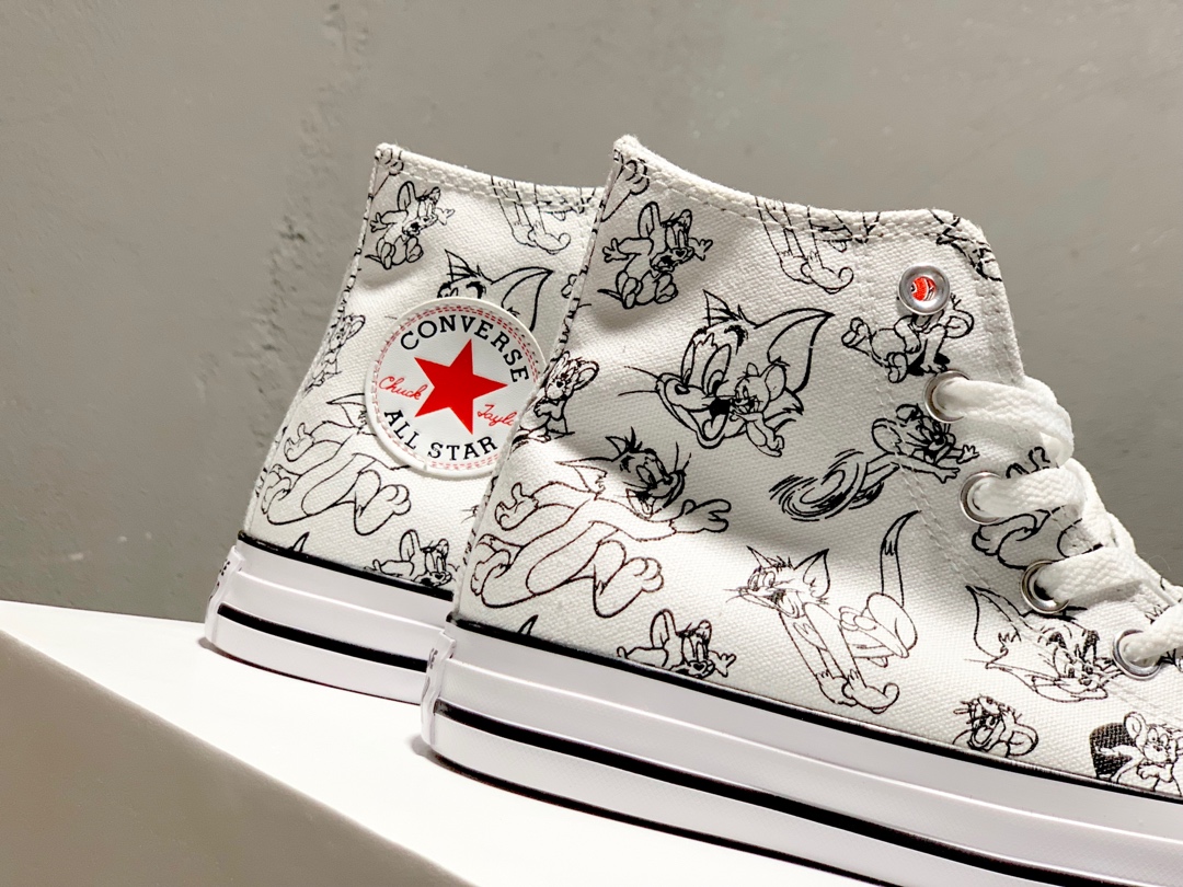 190Converse/匡威 Chuck Taylor All Star 1970 Hi”Tom & Jerry”联名高帮滑板鞋/经典动画片《汤姆猫与杰利鼠》60周年纪念版