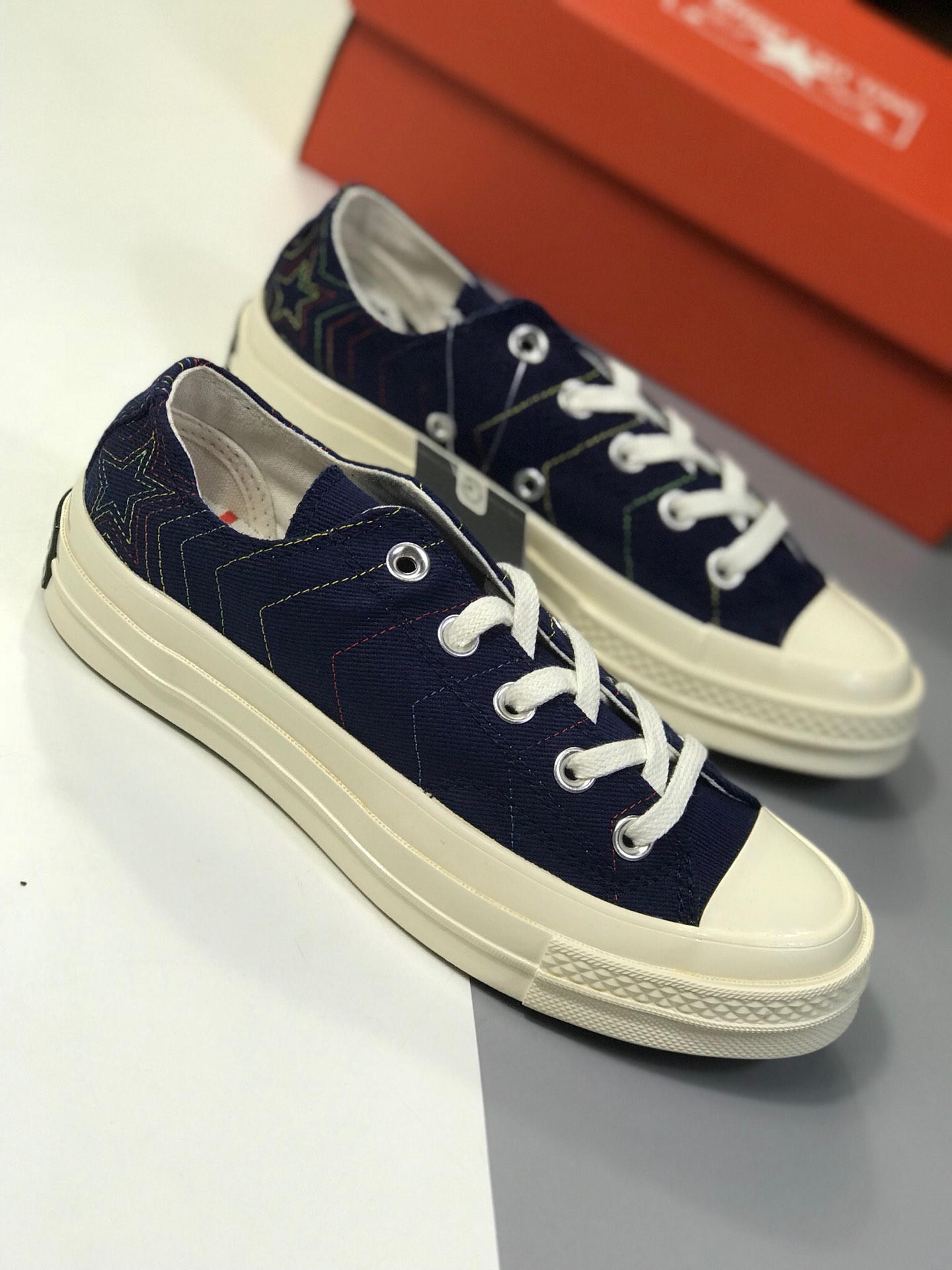 190真标硫化工艺，正确聚氨酯硅蓝PU中底  匡威Converse Chuck Talylot 70 OX 高帮休闲运动硫化百搭板鞋 货号：164965C