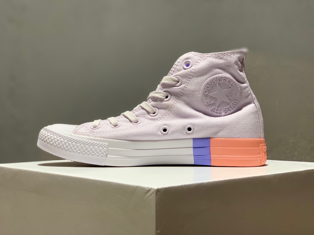 160匡威Converse Chuck Taylor All Star 薰衣草紫 全明星拼接后跟高帮帆布鞋