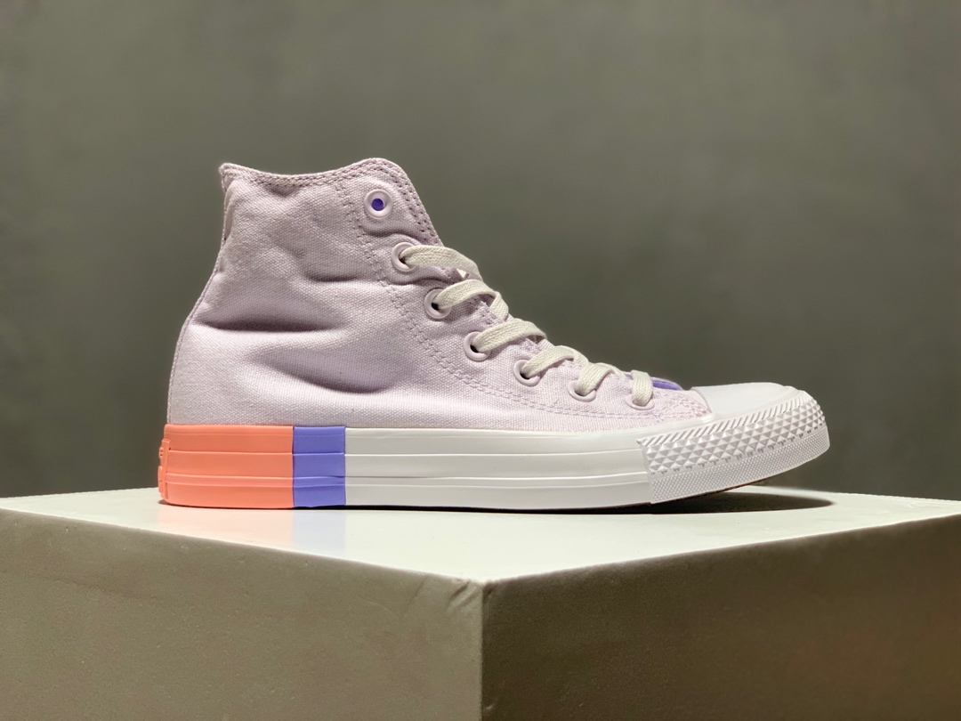 160匡威Converse Chuck Taylor All Star 薰衣草紫 全明星拼接后跟高帮帆布鞋
