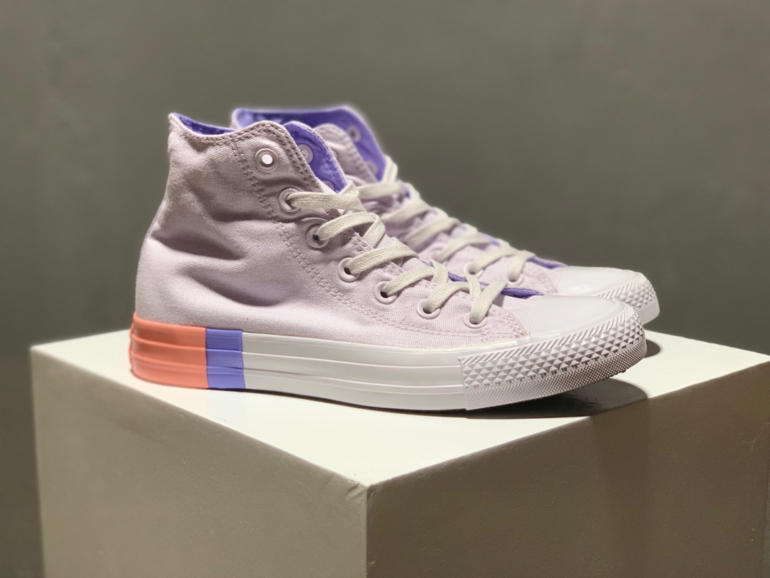 160匡威Converse Chuck Taylor All Star 薰衣草紫 全明星拼接后跟高帮帆布鞋