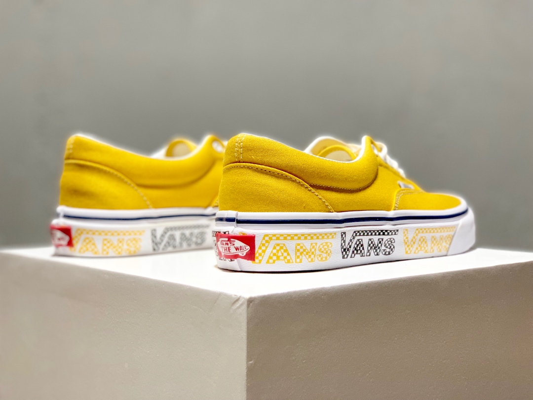 160硫化版本出货！万斯Vans Authentic AUT ERA  “VANS”侧边字滑板鞋 黄原厂硫化大底