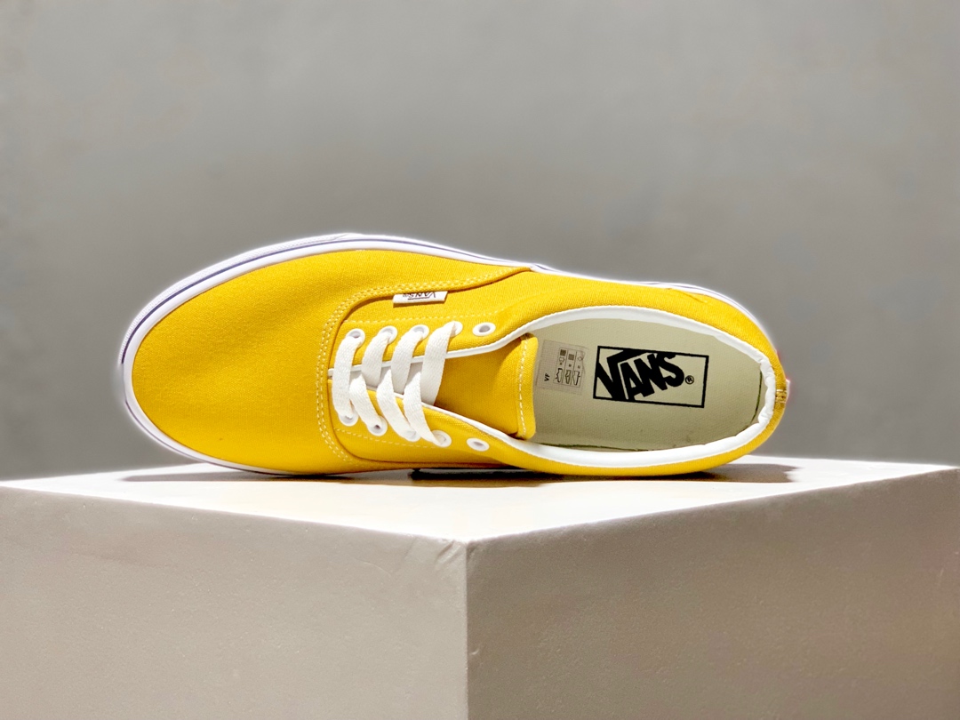 160硫化版本出货！万斯Vans Authentic AUT ERA  “VANS”侧边字滑板鞋 黄原厂硫化大底