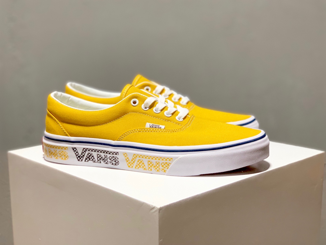 160硫化版本出货！万斯Vans Authentic AUT ERA  “VANS”侧边字滑板鞋 黄原厂硫化大底