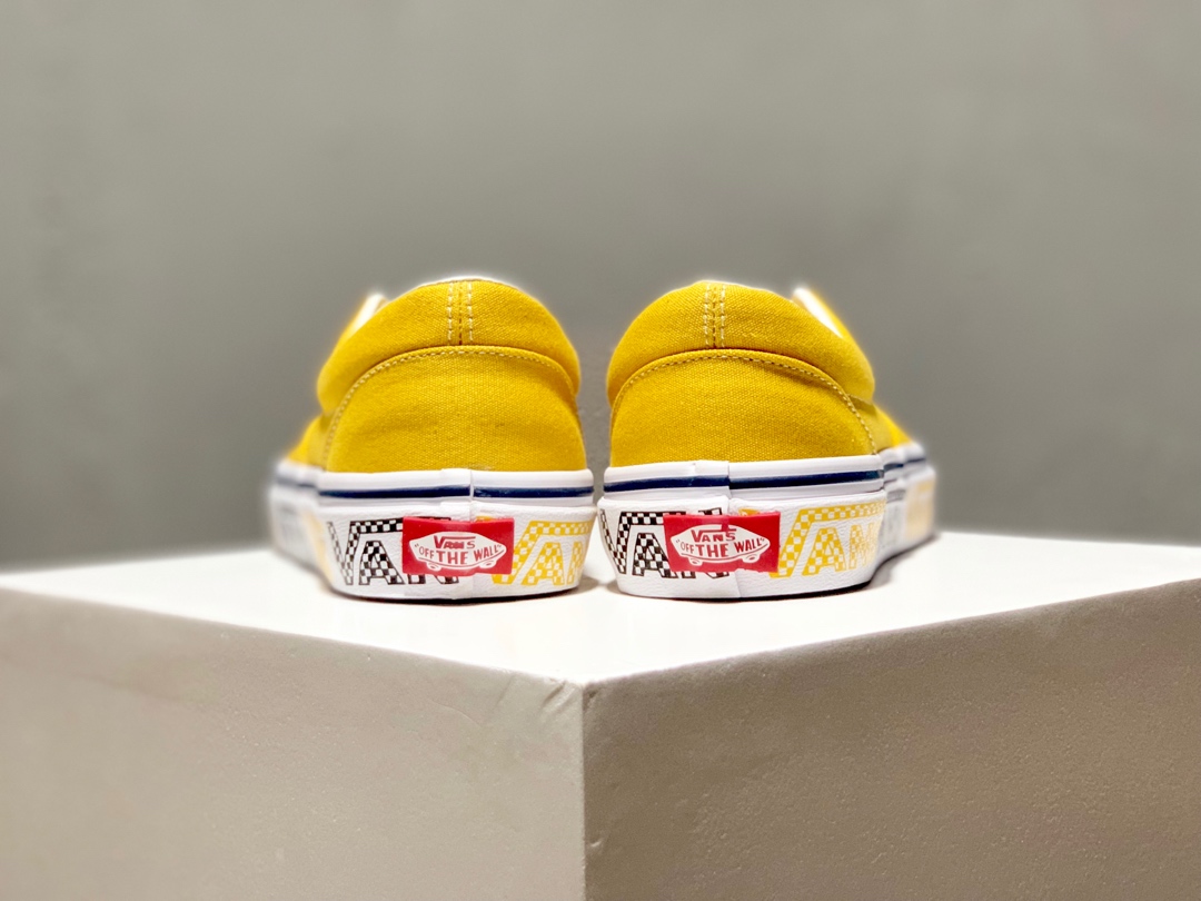 160硫化版本出货！万斯Vans Authentic AUT ERA  “VANS”侧边字滑板鞋 黄原厂硫化大底