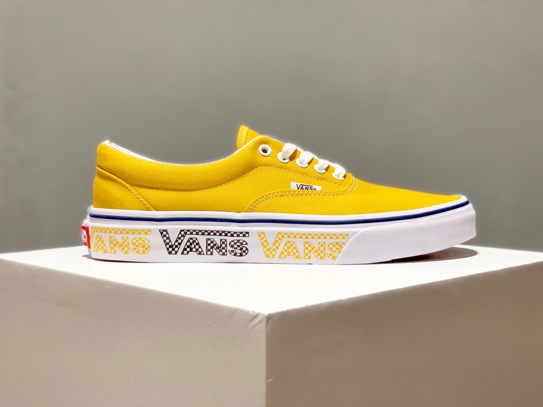 160硫化版本出货！万斯Vans Authentic AUT ERA  “VANS”侧边字滑板鞋 黄原厂硫化大底